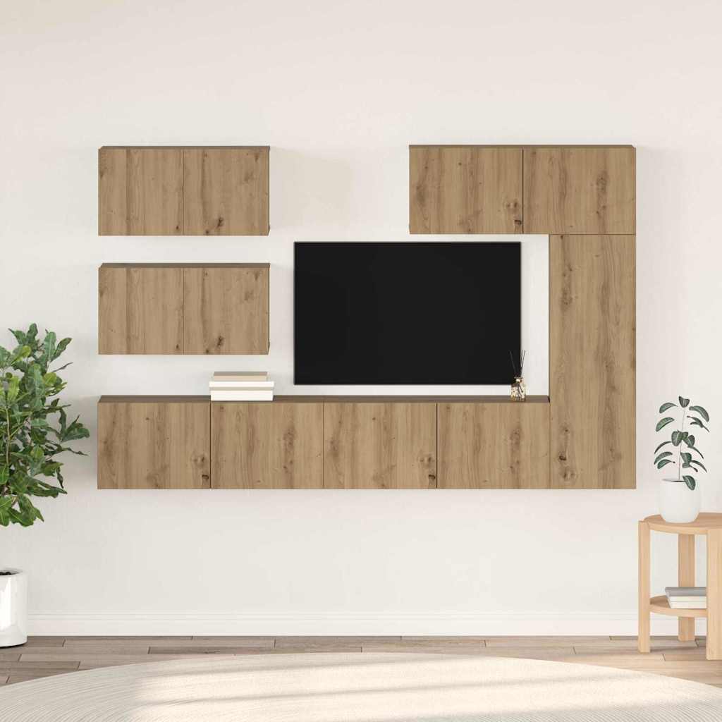 TV-tasosetti hyllyllä Muut 6 pcs artesaani tammi 30,5 x 30 x 90 cm