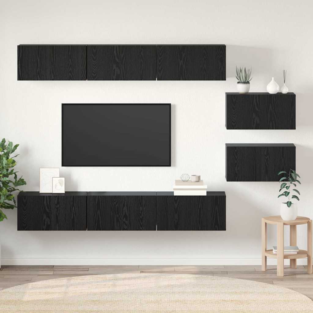 TV-kaappi säilytystilassa ovella 8 pcs Mustatamme 60 x 30 x 30.5 cm