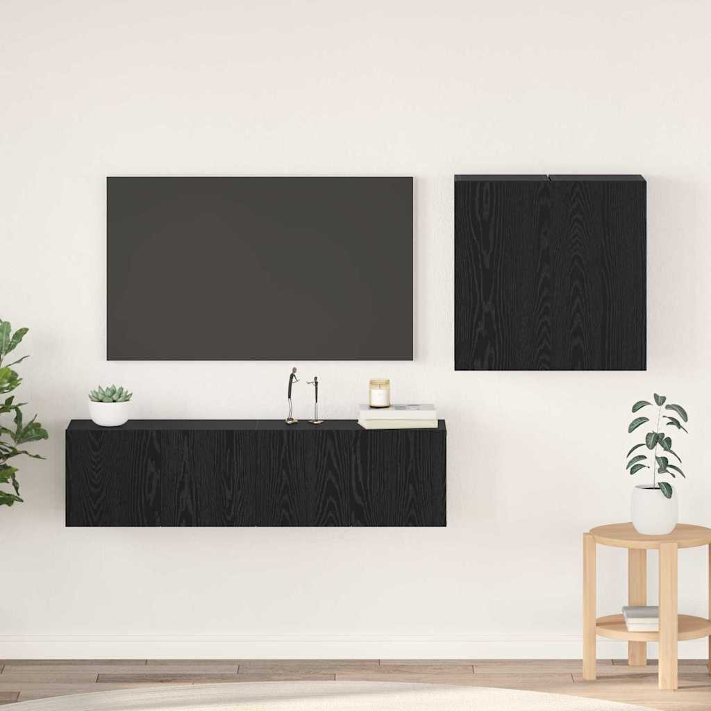 TV-kaappisarja hyllyllä 4 pcs Mustatamme 120 x 30 x 30 cm