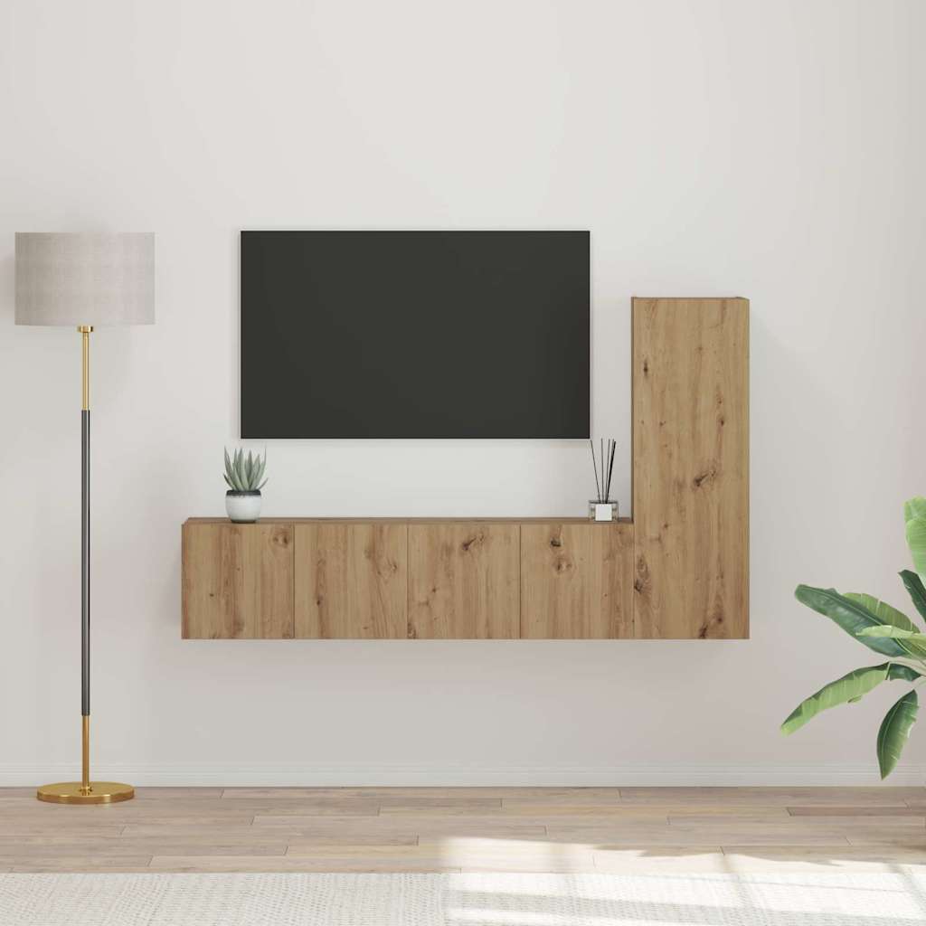 TV-tasosetti hyllyllä 3 pcs artesaani tammi 150.5 x 30 x 90 cm