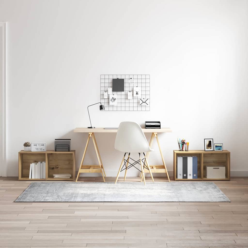 TV-tasosetti hyllyllä säilytystilassa 2 pcs Käsityöläisvalmistettu tammi