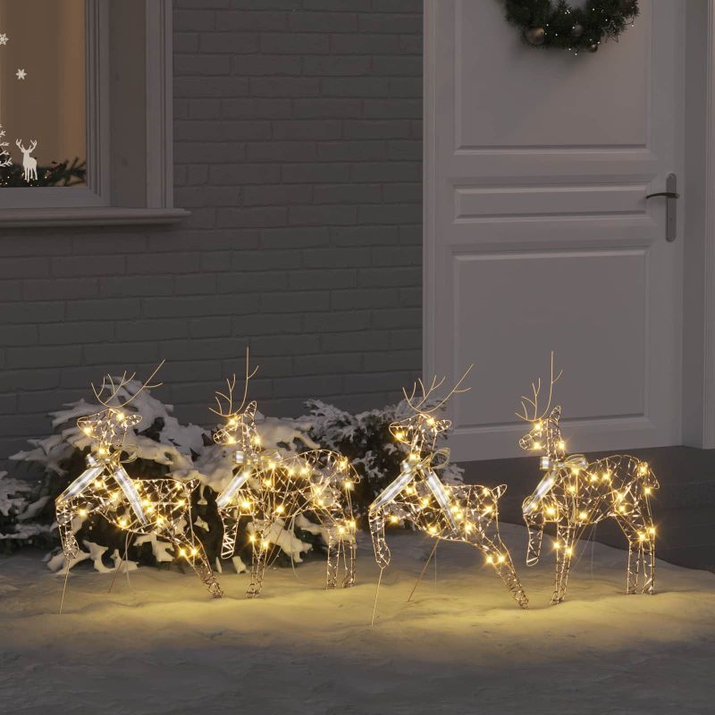 LED-joulupeurat 80 LED-valoilla 4 pcs Kulta 64 x 42 x 15 cm PET
