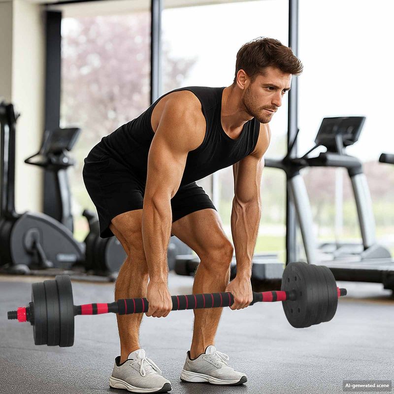 4-in-1 Käsipainosetti Musta ja punainen 121 x 19,5 x 19,5 cm