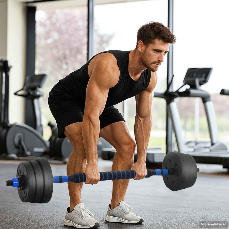 4-in-1 Käsipainosetti Musta ja Sininen 121 x 19,5 x 19,5 cm