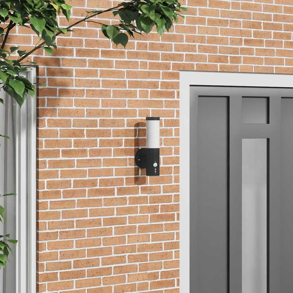 ulkoseinävalaisin liiketunnistimella mustasta ruostumattomasta teräksestä IP44