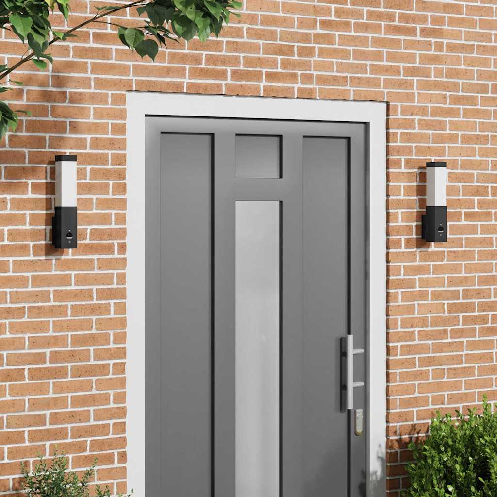 ulkoseinavalot liiketunnistimella 2 kpl Musta ruostumaton teräs IP44