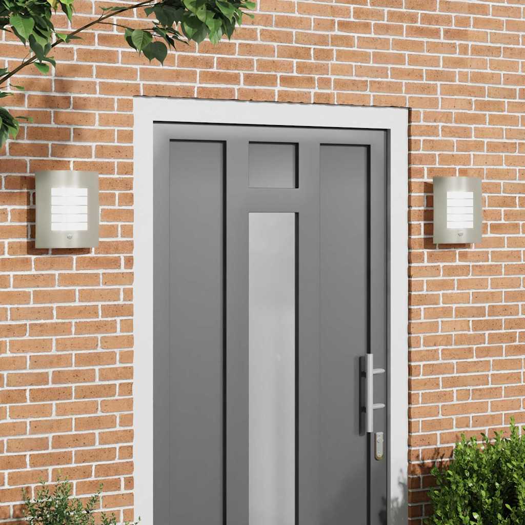 Ulkoseinävalot liiketunnistimella 2 kpl Hopea Ruostumaton Teräs IP44