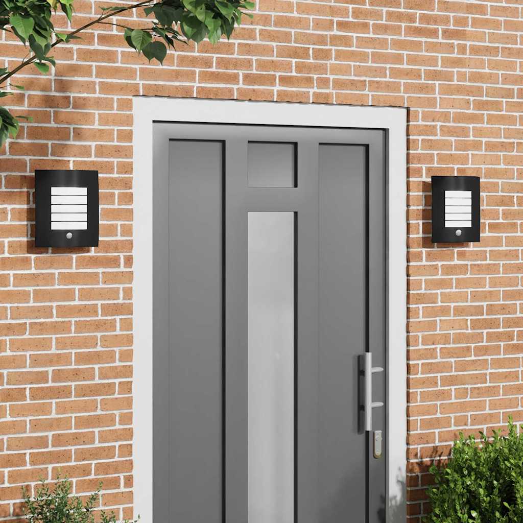 Ulkoseinavalot liiketunnistimella 2 kpl Musta Ruostumatonta terästä IP44