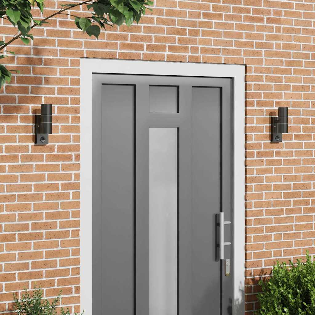 Ulkovalaisimet liiketunnistimella 2 kpl Musta Ruostumatonta Terästä IP44