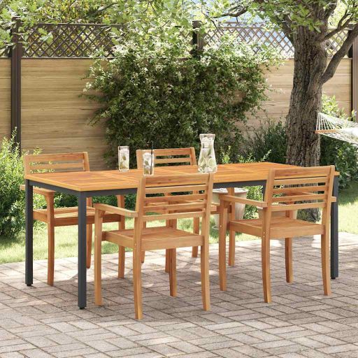 Puutarhapöytä 200x90x75 cm Kiinteä akasiapuu ja metalli