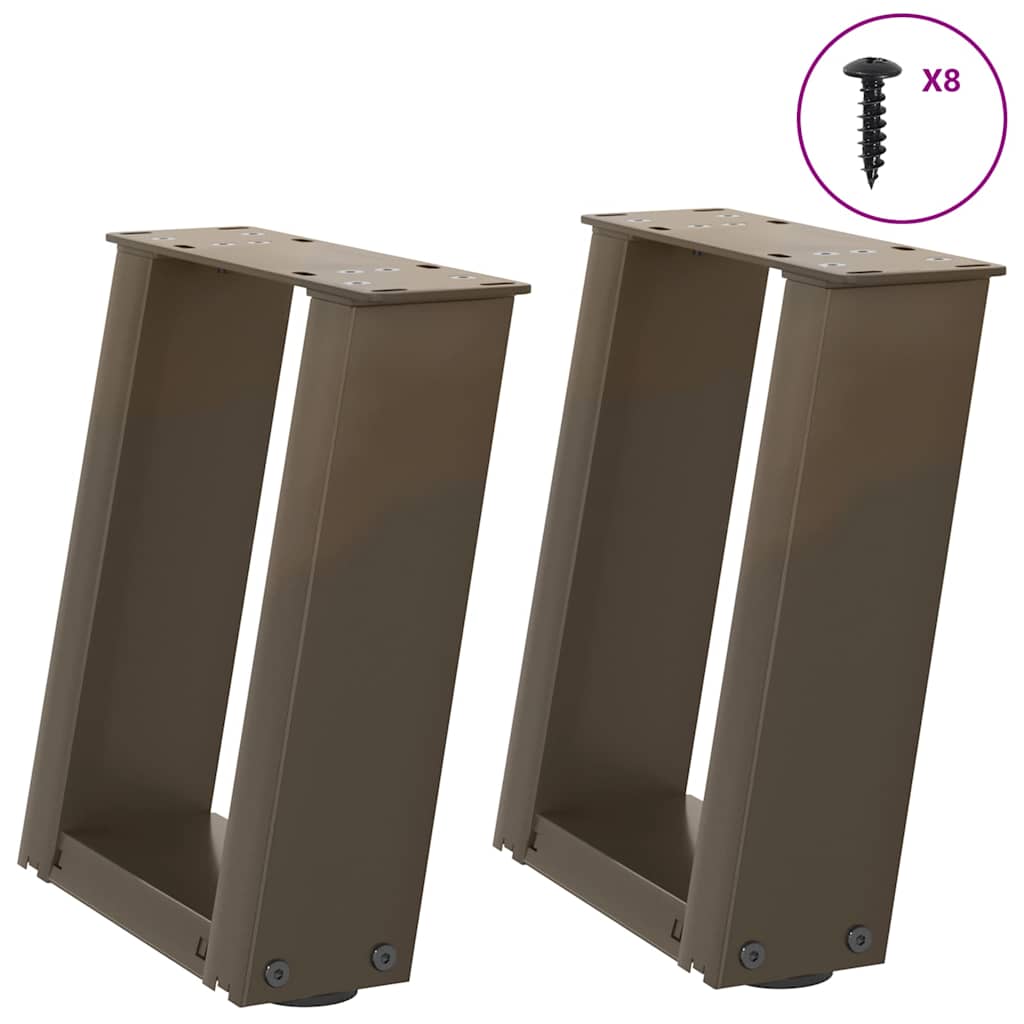 Sohvapöydän jalat U-muotoiset 2 kpl Luonnonvärinen teräs 30x(30-31) cm Teräs