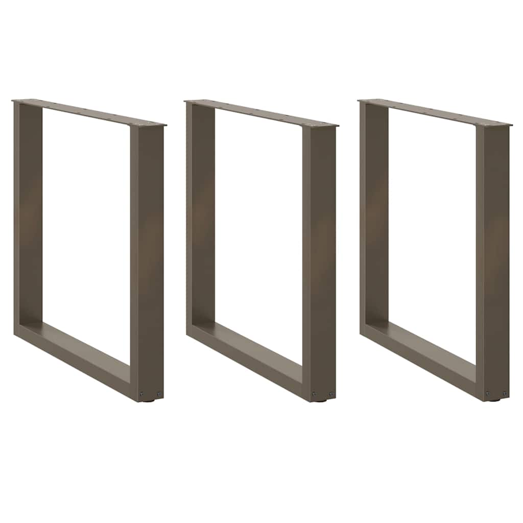 Ruokapöydän jalat U-muotoiset 3 kpl Luonnonvärinen teräs 90x(72-73) cm Teräs