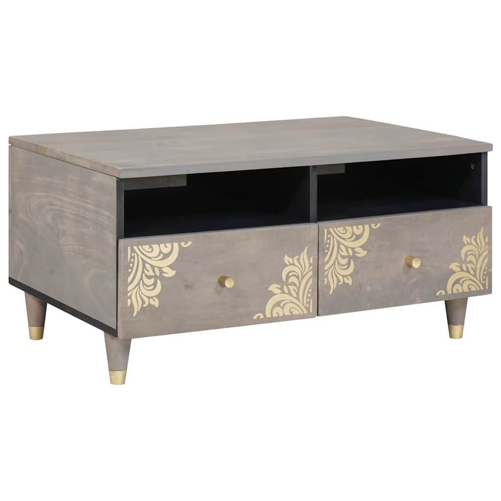 Sohvapöytä with Drawer Harmaa 80 x 54 x 40 cm täysi mangopuu