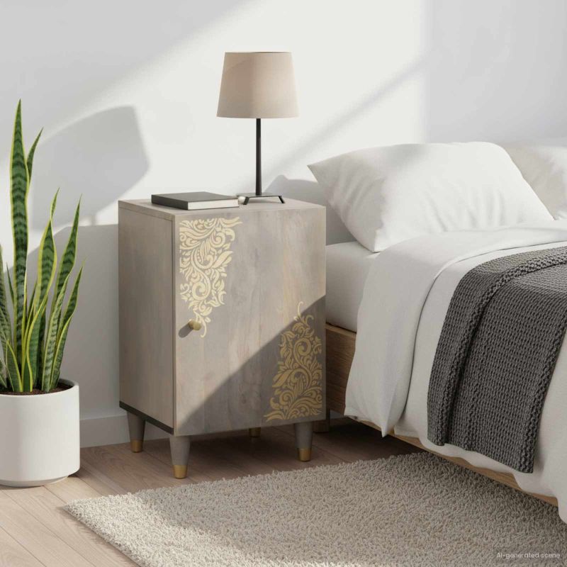 Kylpyhuonekaappi ovella Harmaa 38 x 33 x 58 cm Täysi Mangopuu