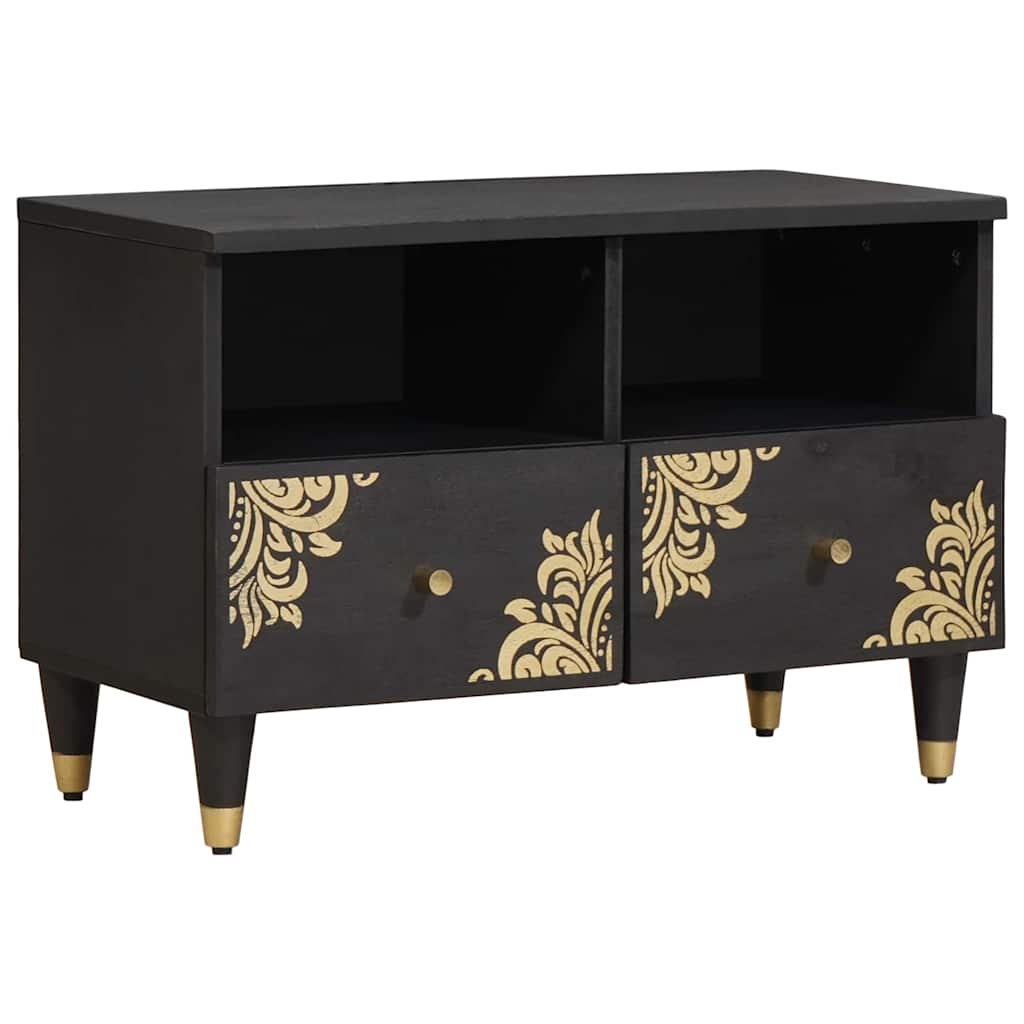 TV-kaappi hyllyllä Musta 70 x 33 x 46 cm Kiinteä mango puu