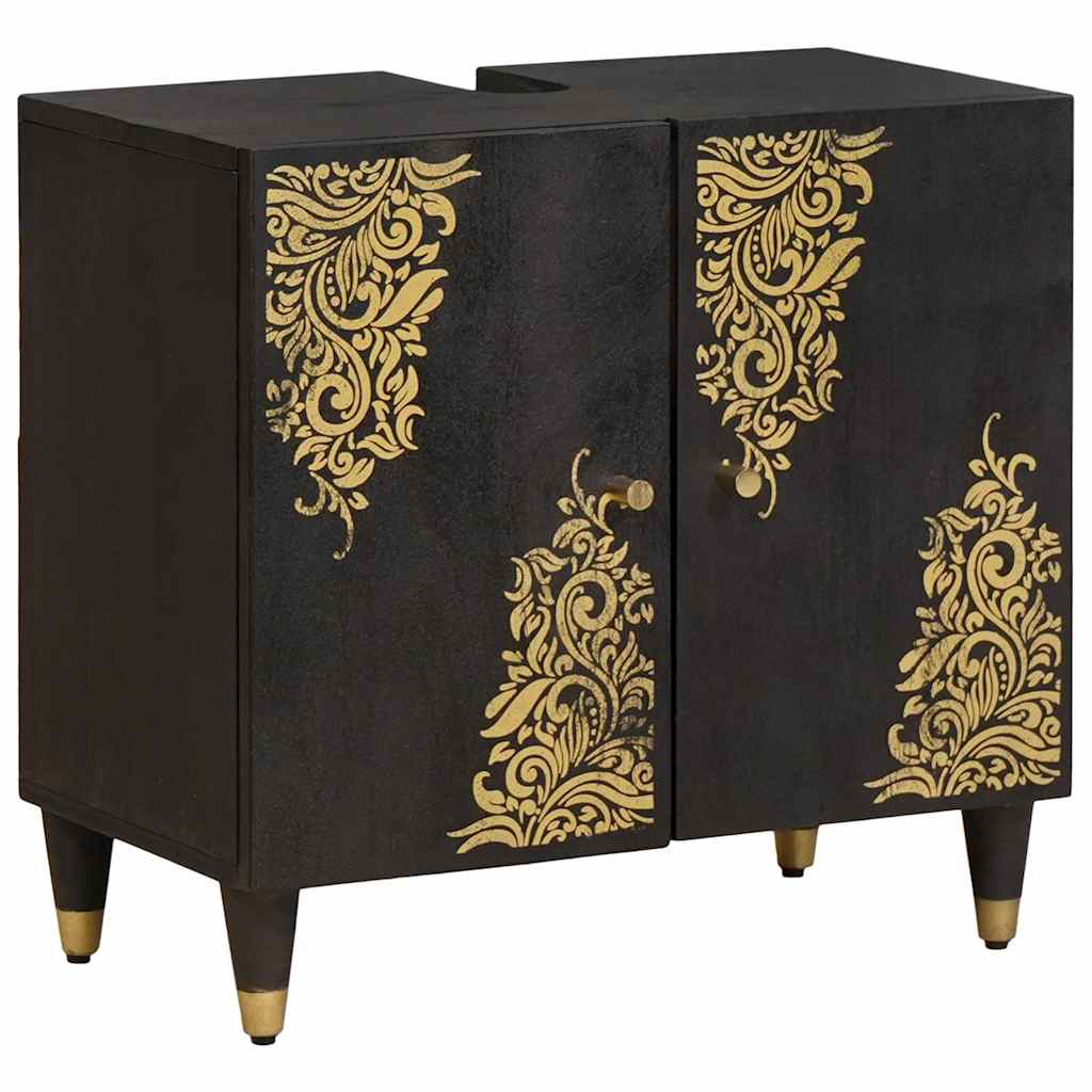 Pesuallaskaappi ovella Musta 62 x 33 x 58 cm Kiinteä mango puu