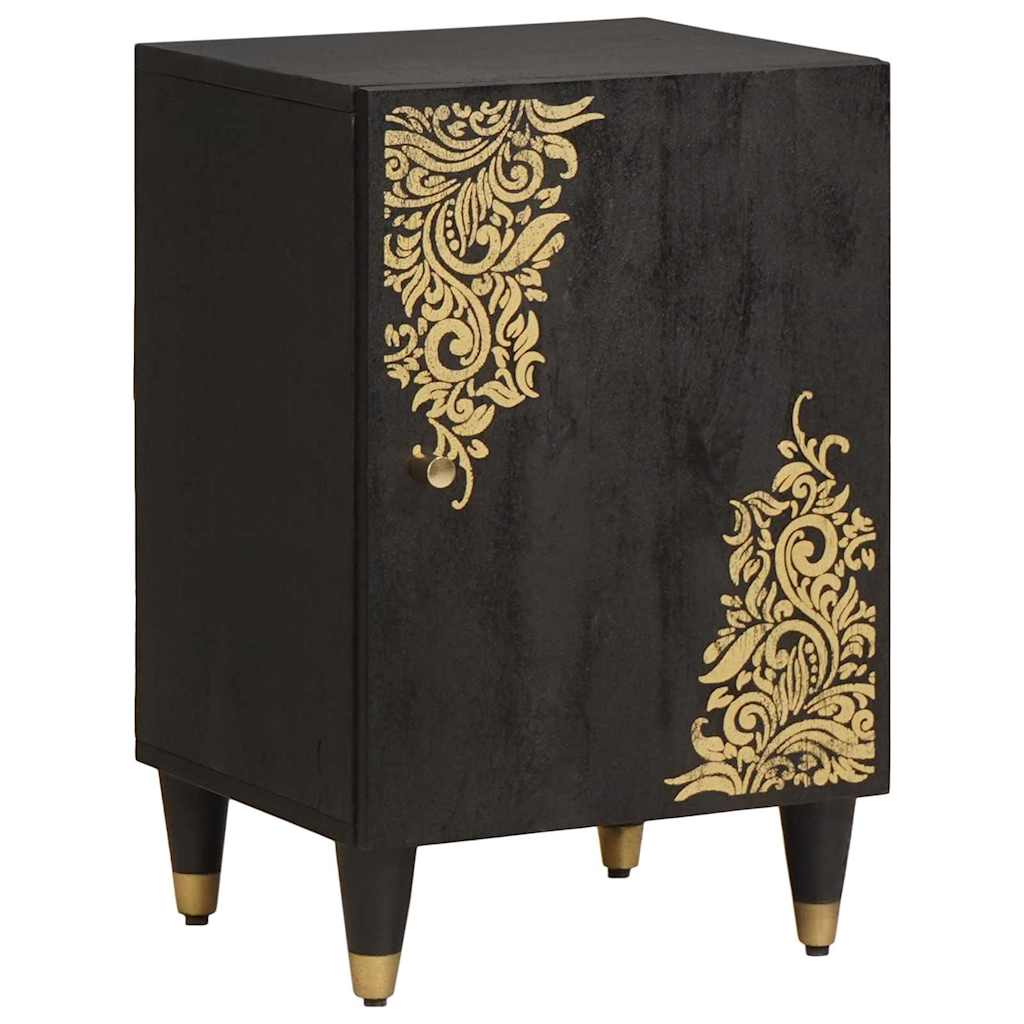 Kylpyhuonekaappi ovella Musta 38 x 33 x 58 cm Kiinteä mango puu