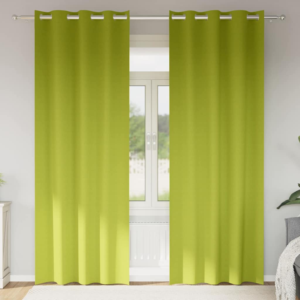 Verhot verhoilla 2 pcs Omenanvihreä 260 x 140 cm Polyesteri