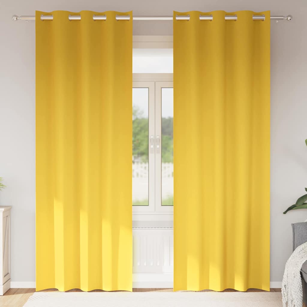 Verhot verhoilla 2 pcs Sinapinkeltainen 260 x 140 cm Polyesteri
