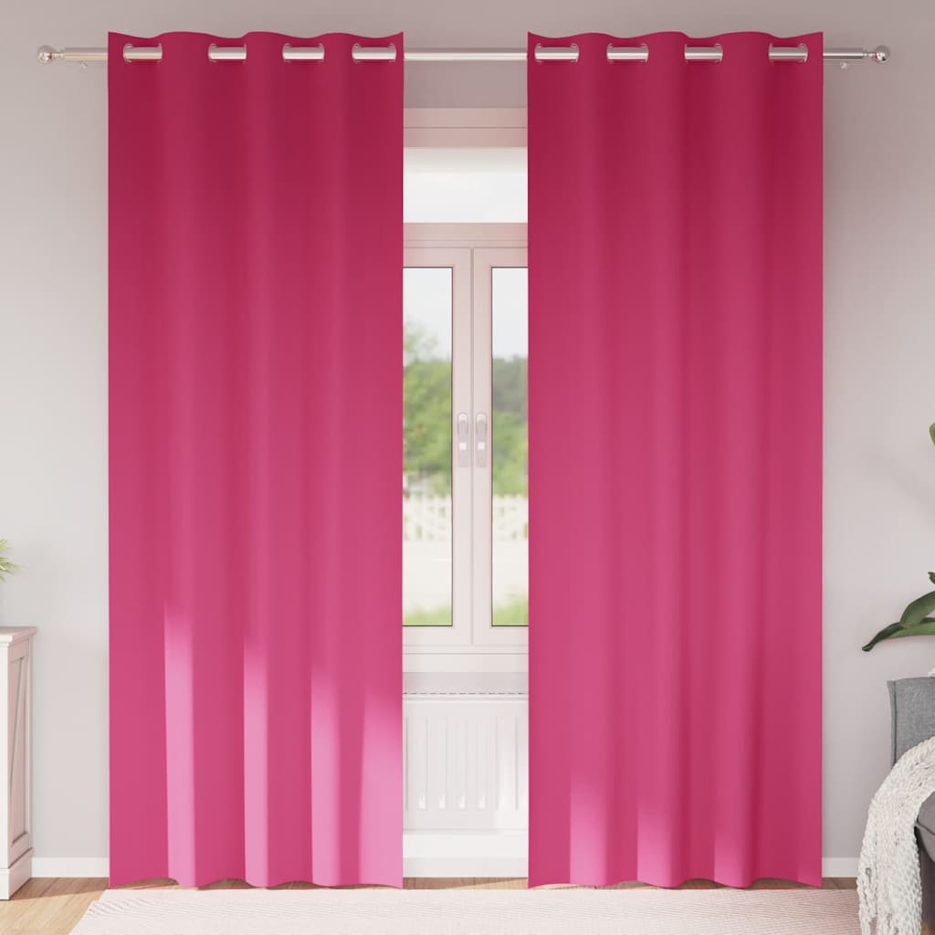 Verhot verhoilla 2 pcs Kirkkaanpinkki 260 x 140 cm Polyesteri