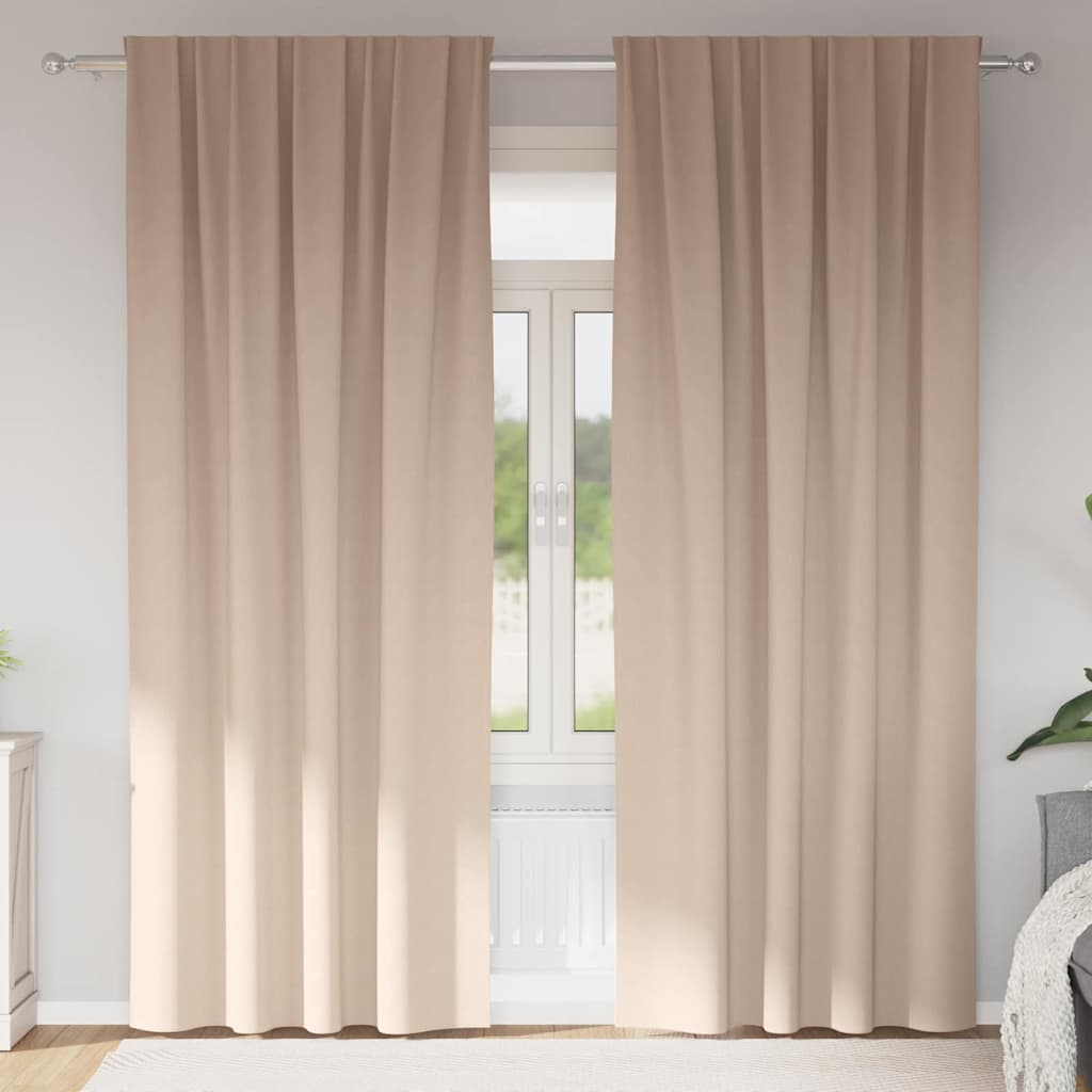 Verhot verhoilla 2 pcs Harmaanruskea 260 x 140 cm Polyesteri