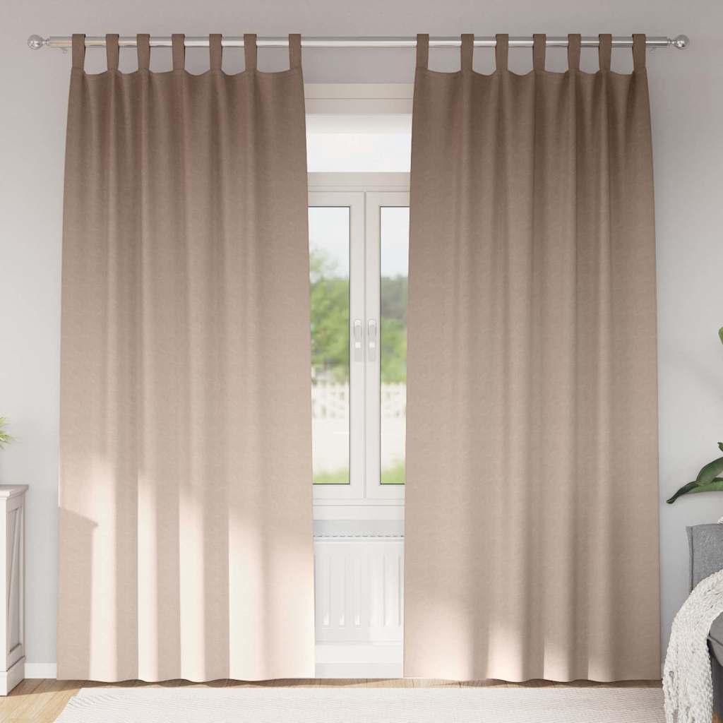 Verhot verhoilla 2 pcs Harmaanruskea 260 x 140 cm Polyesteri