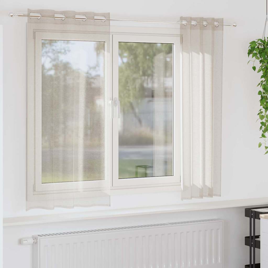 Verhot verhoilla 2 pcs Hiekka 140 x 175 cm Polyesteri