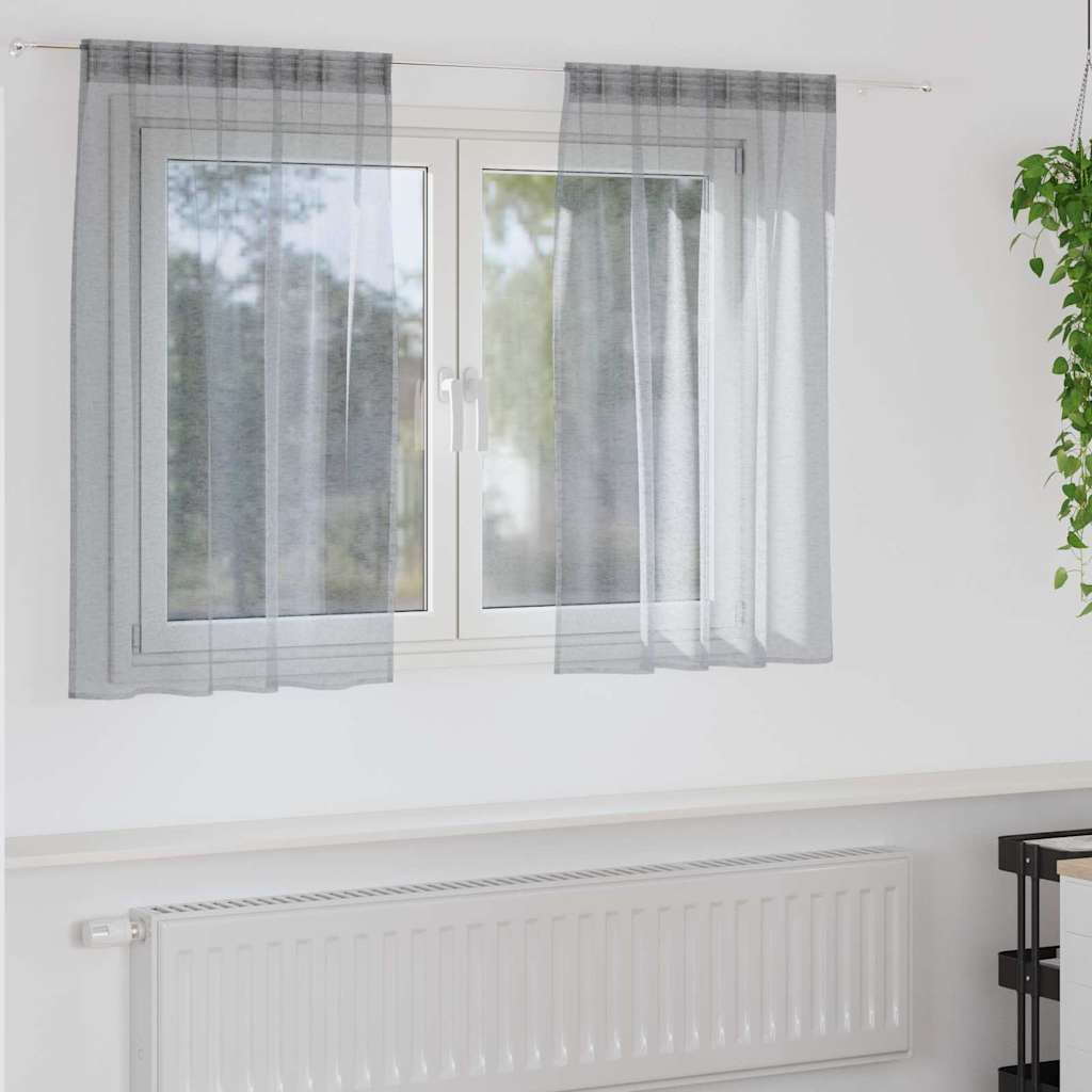 Verhot verhoilla 2 pcs Tummanharmaa 140 x 140 cm Polyesteri