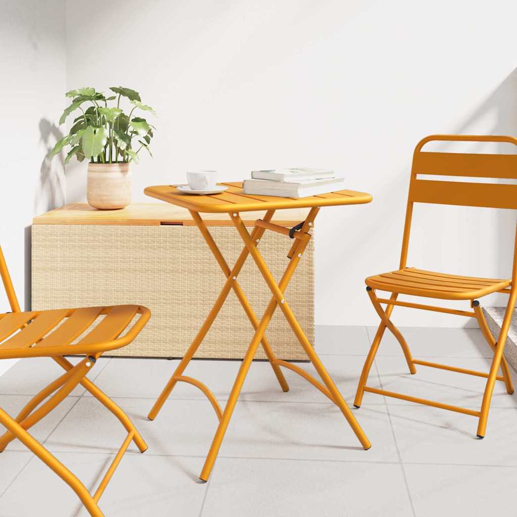 Kokoontaitettava Puutarhapöytä Sinapinkeltainen 55x55x73 cm Teräs