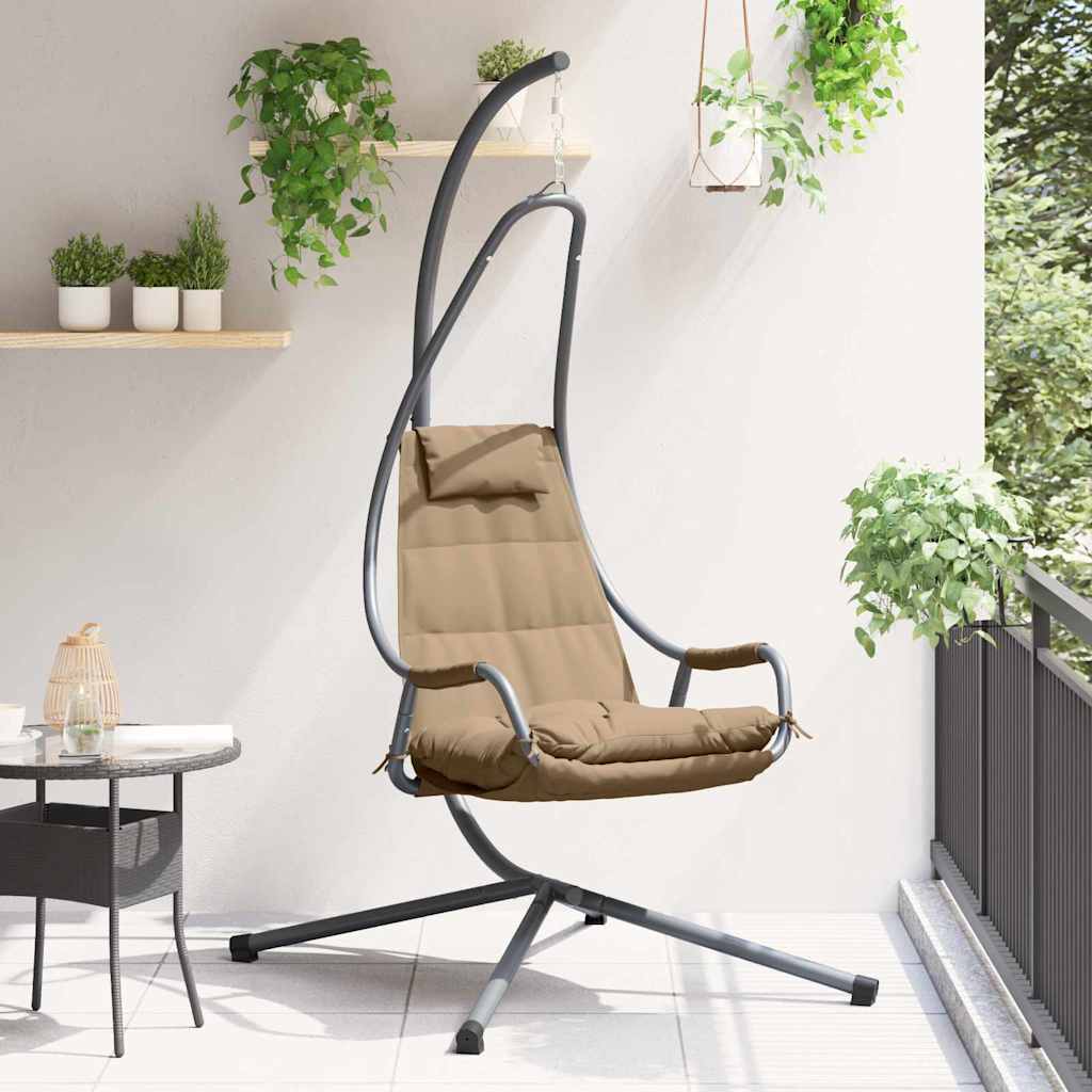 Ripustettava Tuoli Telineellä ja Tyynyllä Taupe Teräs