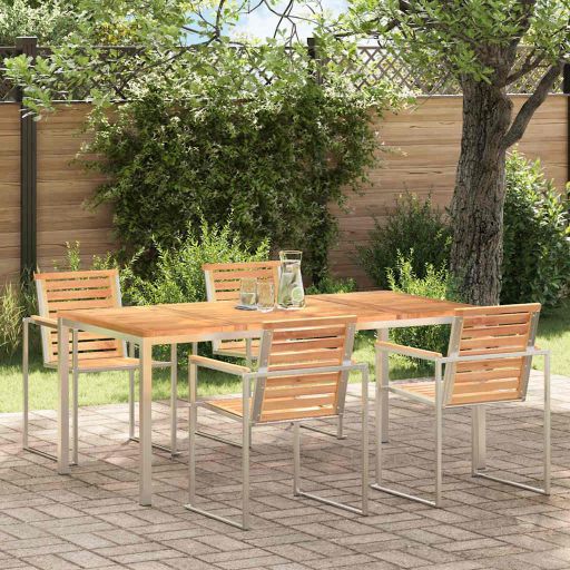 Ulkona Ruokapöytä 180x90x75 cm Kiinteä Tiikki