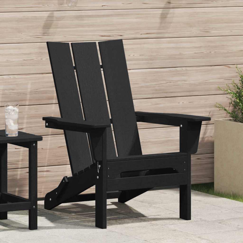 Taitettava Adirondack-tuoli Musta 74.5x80.5x90 cm HDPE