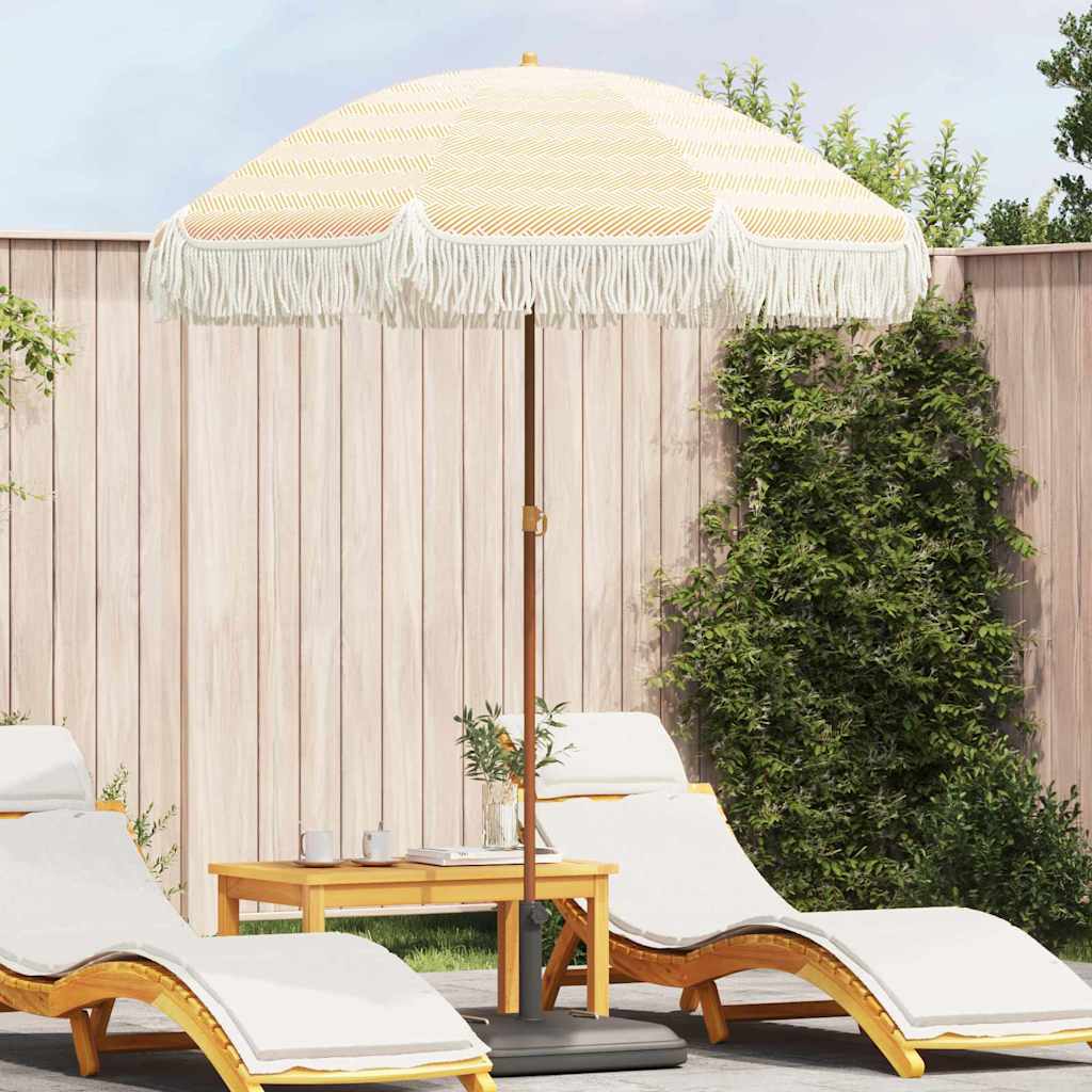 Aurinkovarjo Keltainen ja valkoinen Ø 160 x 195 cm Teräs