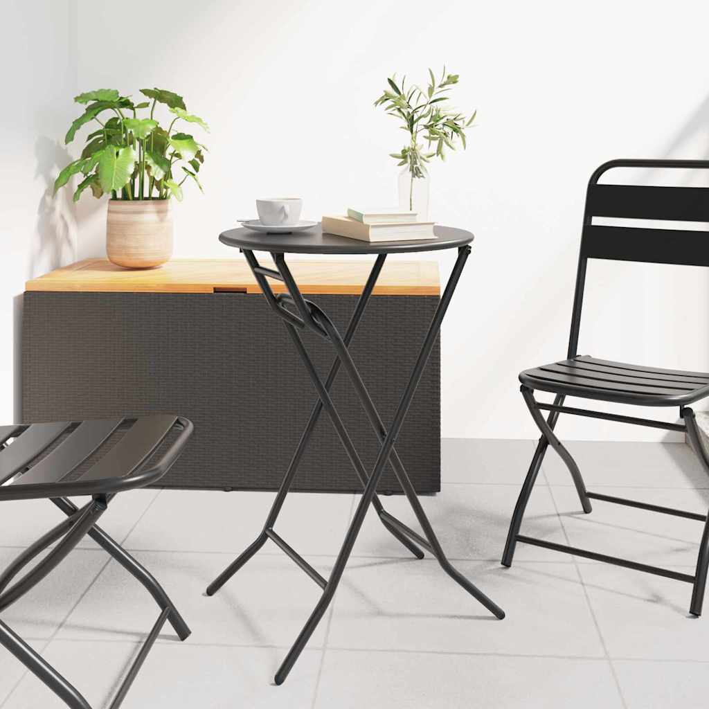 Kokoontaitettava puutarhapöytä Antrasiitti Ø50x72 cm Teräs