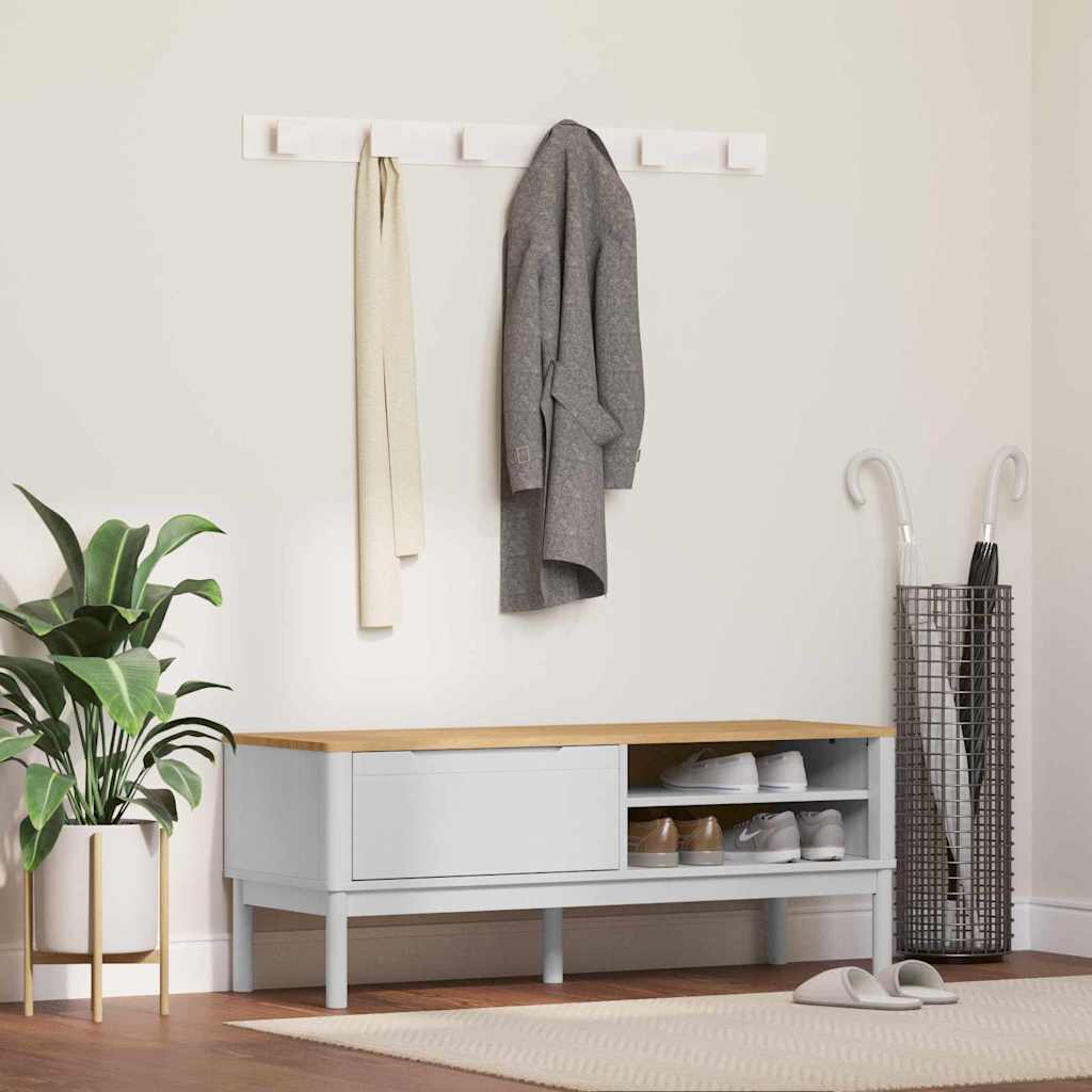 Eteinen penkki Valkoinen 115 x 40 x 45 cm Massiivinen mänty