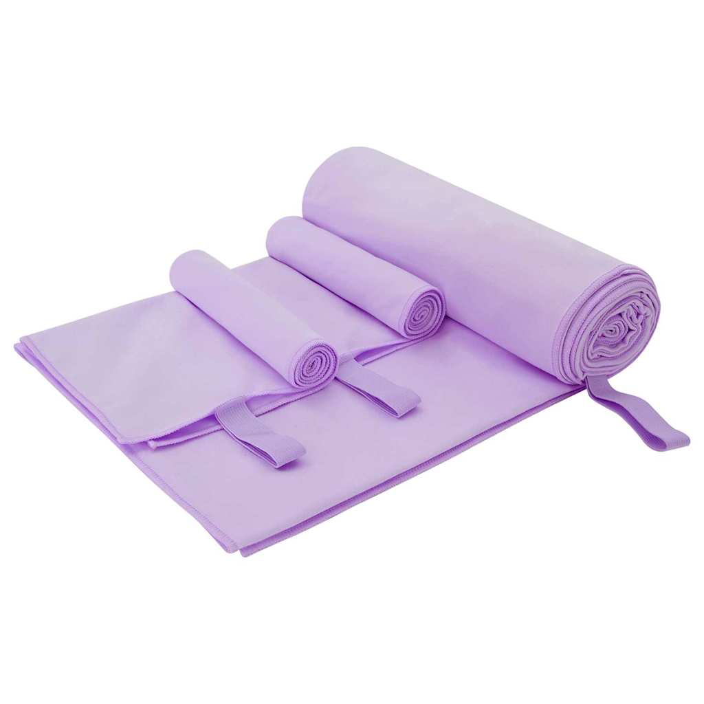 Urheilupyyhesetti 3 pcs Violetti Polyesteri ja polyamidi
