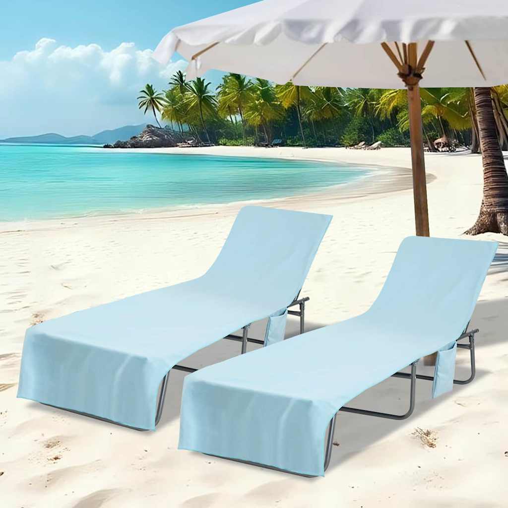 Aurinkotuoli Pyyhkeet 2 pcs Sininen 210 x 75 cm