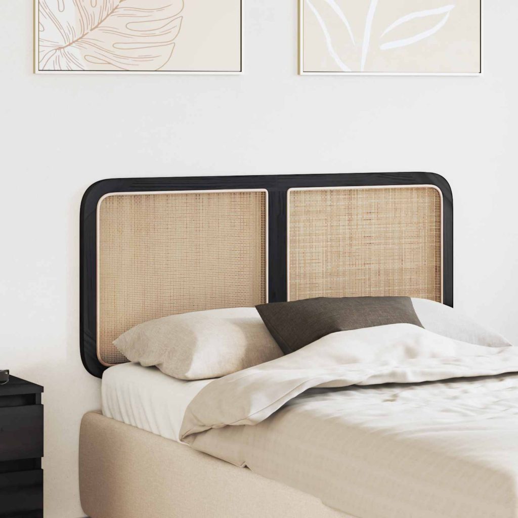 Päätylevy päätyllä Musta 120 x 55 x 3 cm Rottinki