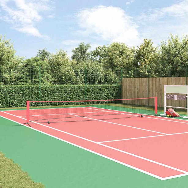 Tennisverkko Musta ja punainen 595 x 90.5 x 87 cm Polyesteri