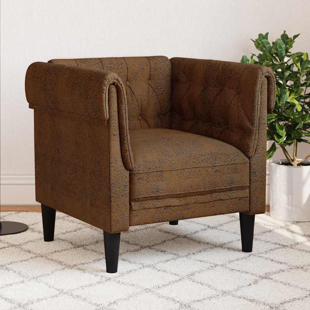 Chesterfield Sohva-tuoli Ruskea 78.5 x 74.5 x 74.5 cm Tekonahka