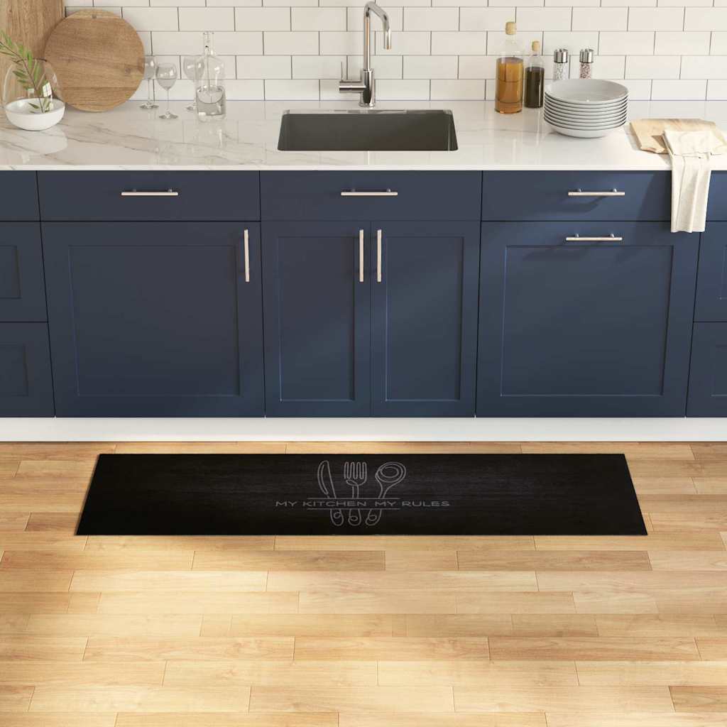 Keittiömatto Musta 150 x 45 cm Sametti