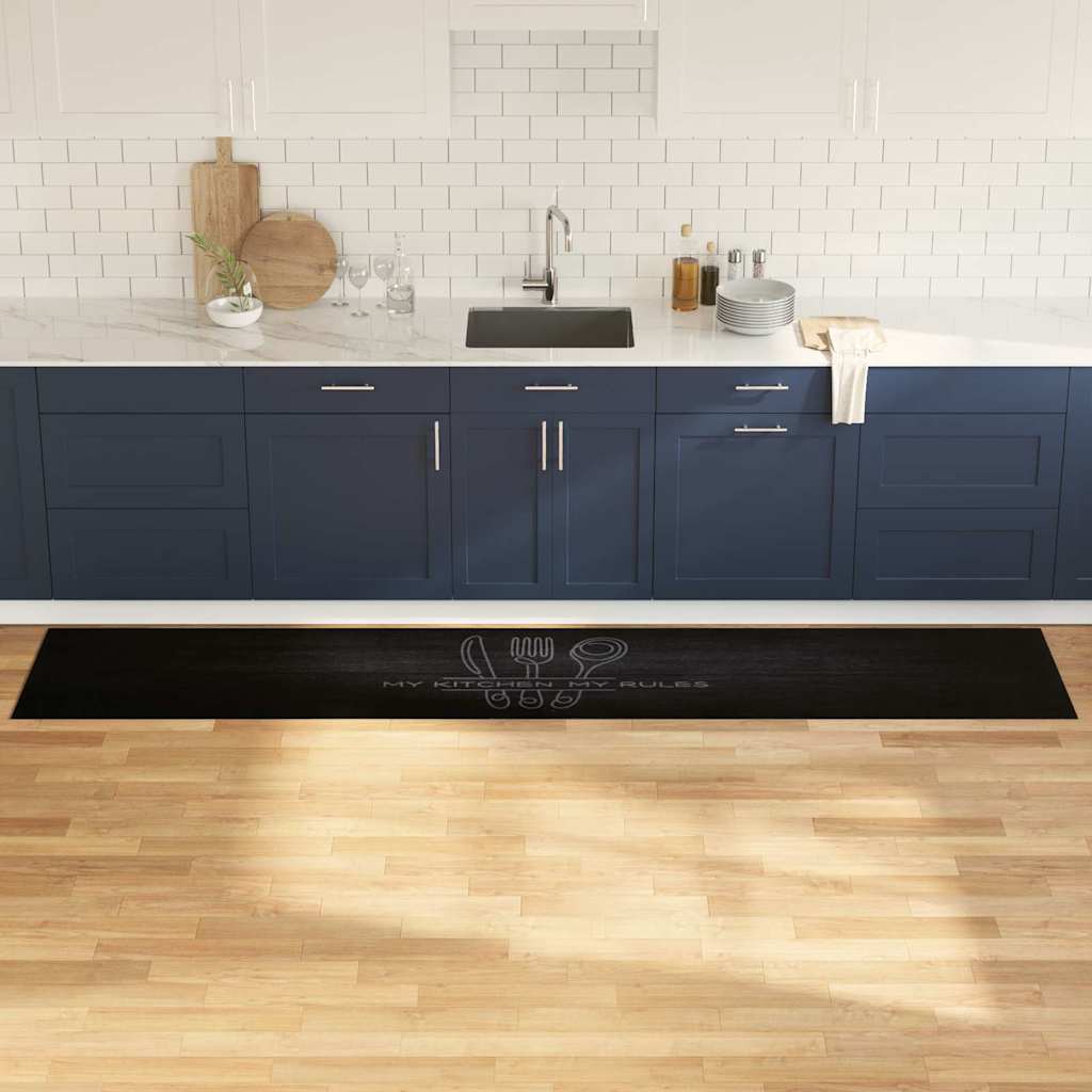 Keittiömatto Musta 300 x 60 cm Sametti