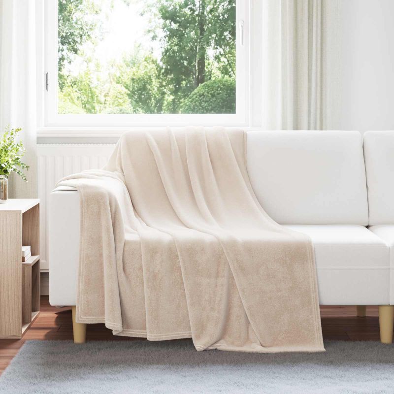 Heittopäällys 6 pcs Beige 5FT King Size Fleese