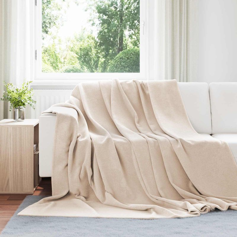 Heittopäällys 6 pcs Beige 220 x 240 cm Fleese