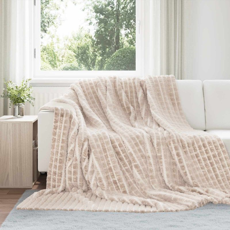 Heittopäällys 6 pcs Beige 240 x 220 cm Fleese