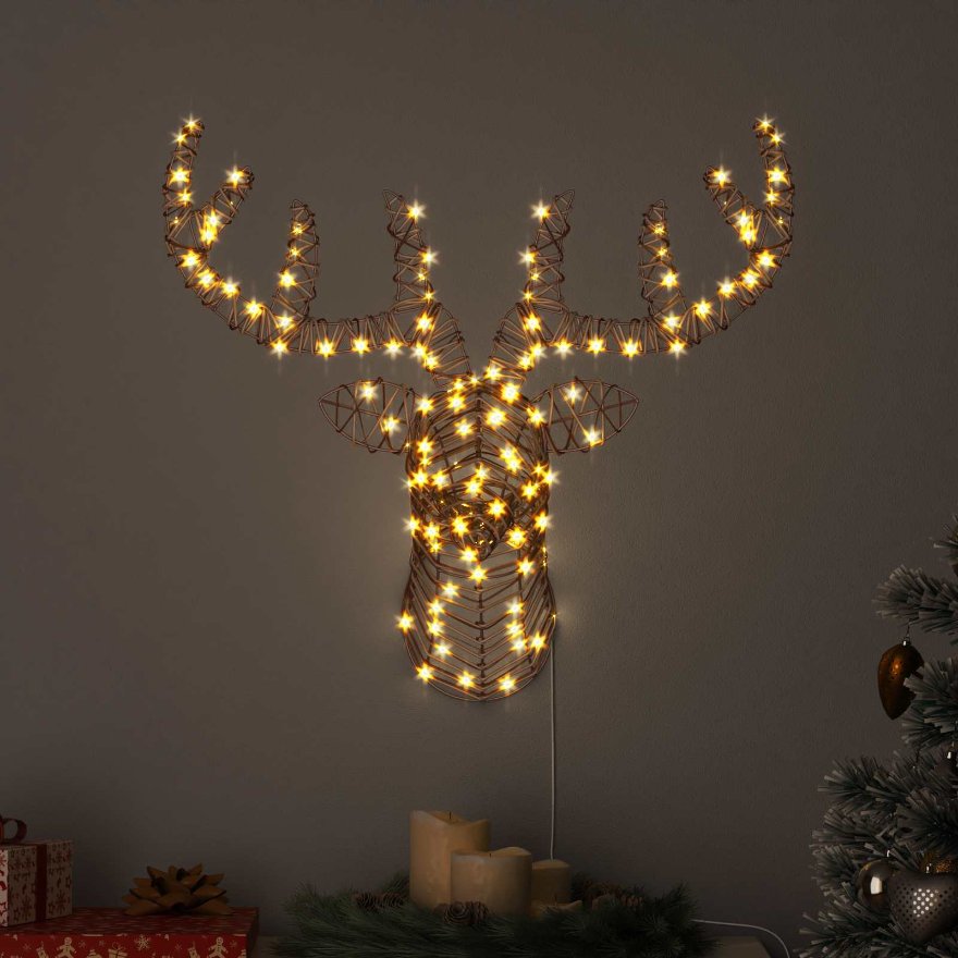 Poron vetämä joulusleigh Lämmin valkoinen 60 cm Rottinki