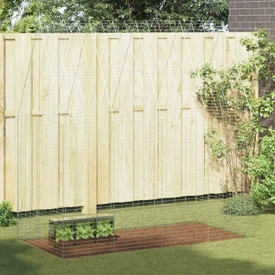 Kaniinihäkki Hopea 400 x 100 x 210 cm Galvanoitu teräs