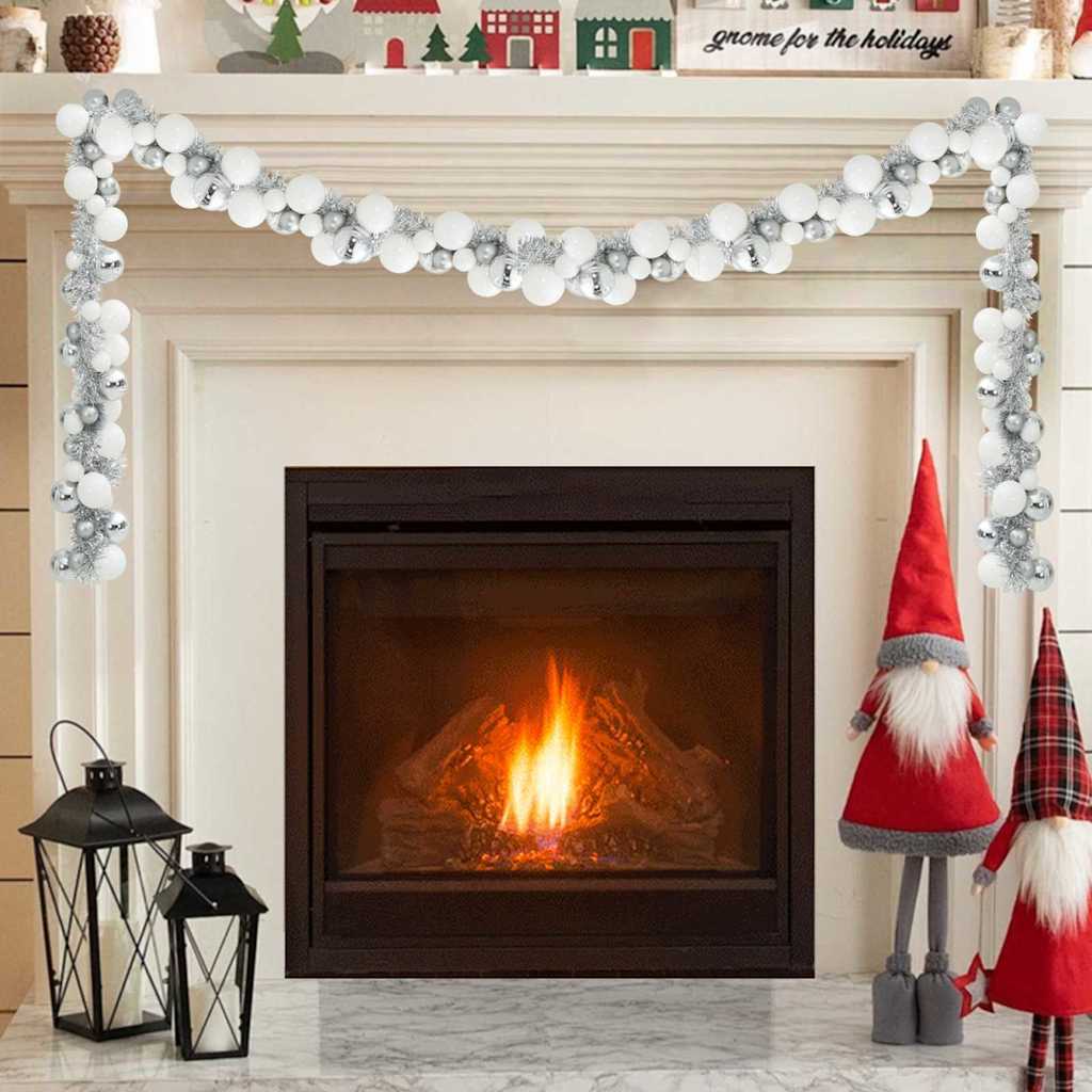 Joulupallo Garland Valkoinen ja Hopea 186 cm Polystyreeni