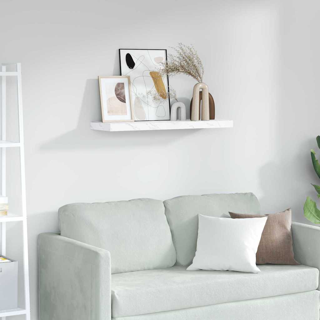 Seinähylly Valkoinen marmori 80 x 23,5 x 4 cm Tekninen puu