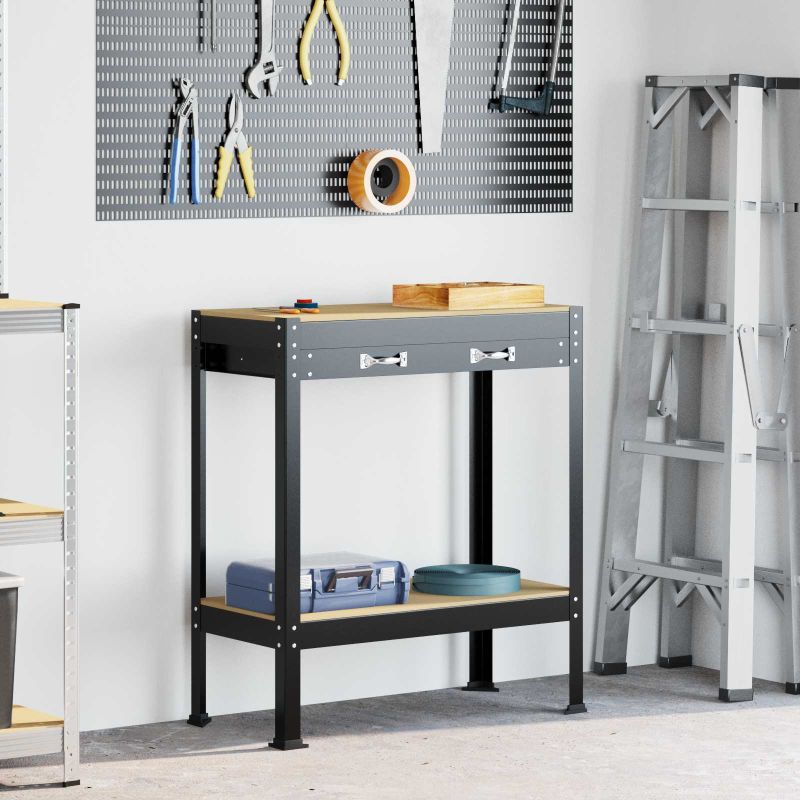 Työpöydät laatikon kanssa Musta 80 x 40 x 91 cm Tekninen puu